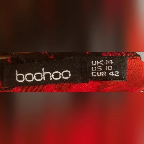 Boohoo Size 10 Red and Black Leopard Print Bodycon Catsuit - Picture 4 of 4